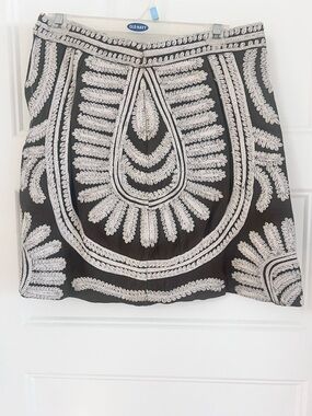 Anthropologie Embroidered o live & white skirt